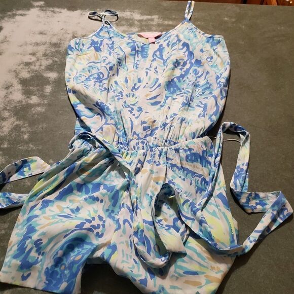 Lilly Pulitzer Deanna Tank Top Romper In Bennet Blue Salty Seas sz XS - Picture 2 of 4